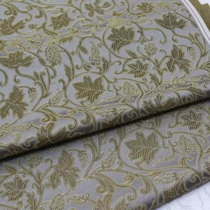Gray Grape Brocade Fabric: Silk Rayon Blend, 29.5" Wide
