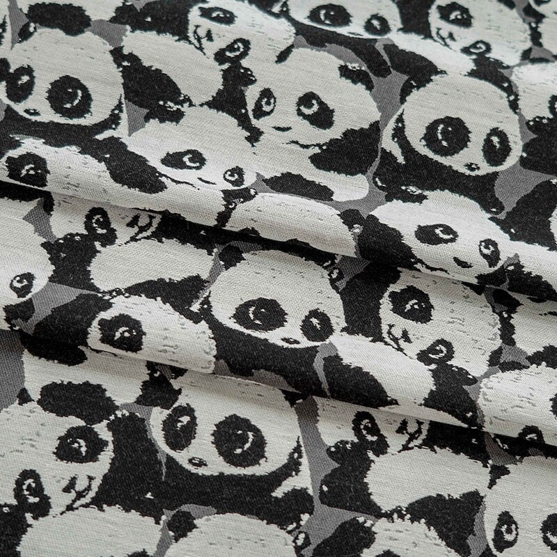 Panda Jacquard Fabric: Black and White Upholstery, Costume, Decor - 59"W