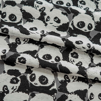 Panda Jacquard Fabric: Black and White Upholstery, Costume, Decor - 59"W