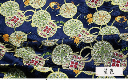 Nishijin Ori Fabric: Japanese Wedding Brocade with Copper Coin Pattern