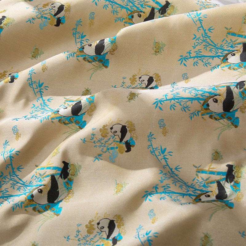 Tissu brocart jacquard bambou Panda : mélange de rayonne de 150 cm de large