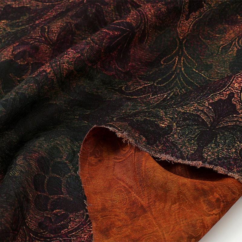 Gold Ink Floral Jacquard Acetate Satin Fabric ��"W, Bridal Wear