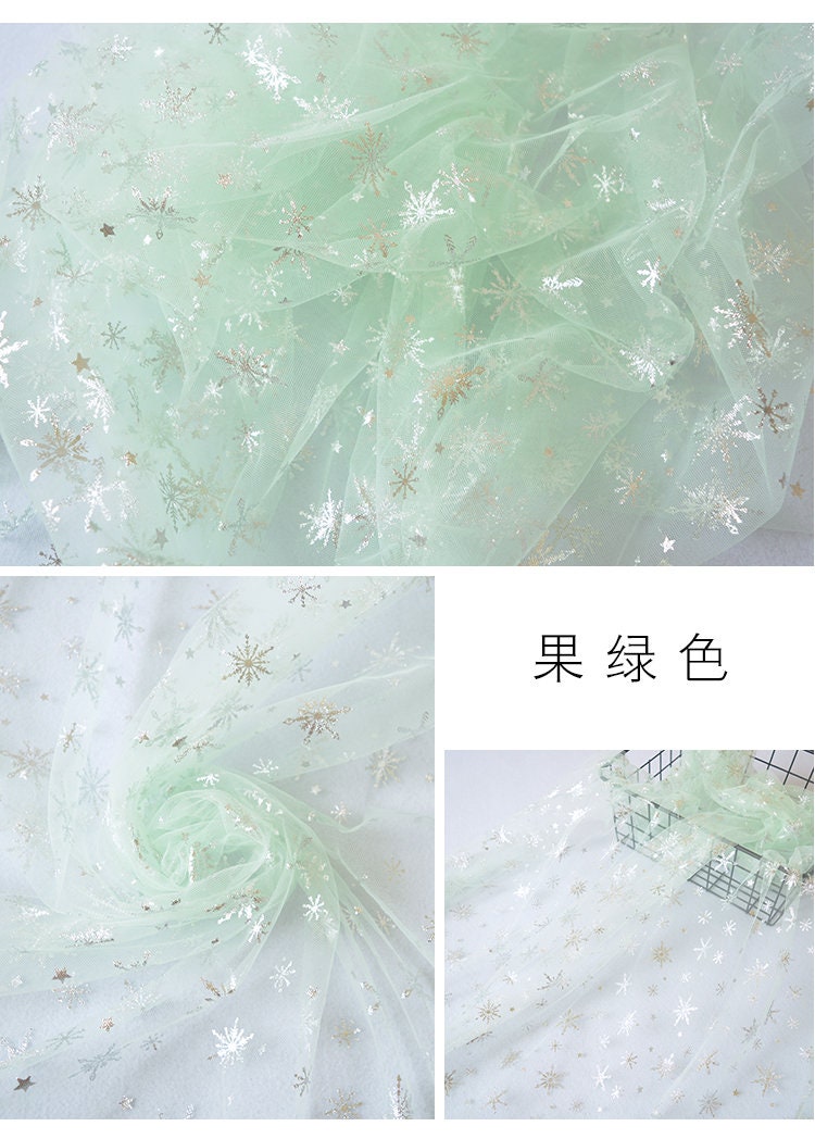 Tissu organza transparent à étoiles : Tissu pour robe La Reine des Neiges, 152 cm de large