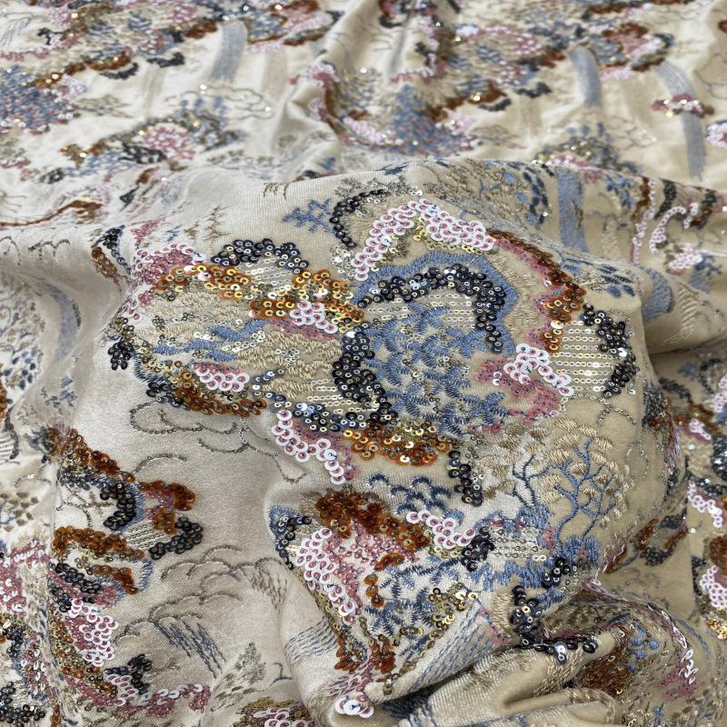 Embroidered Velvet Fabric ��" Wide Plush Material for Sewing & Upholstery