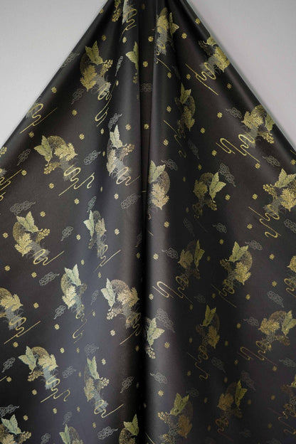 Black Jacquard Fabric: Gold Butterfly Pattern, Upholstery & Sewing (59" W By 1 Meter)