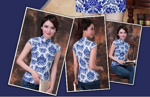 Blue & White Floral Jacquard Damask Fabric - 29.5"W Rayon Sewing Material