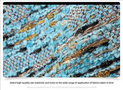 Coarse Woven Tweed Fabric: Blue Sequin Sparkle, 59" Wide