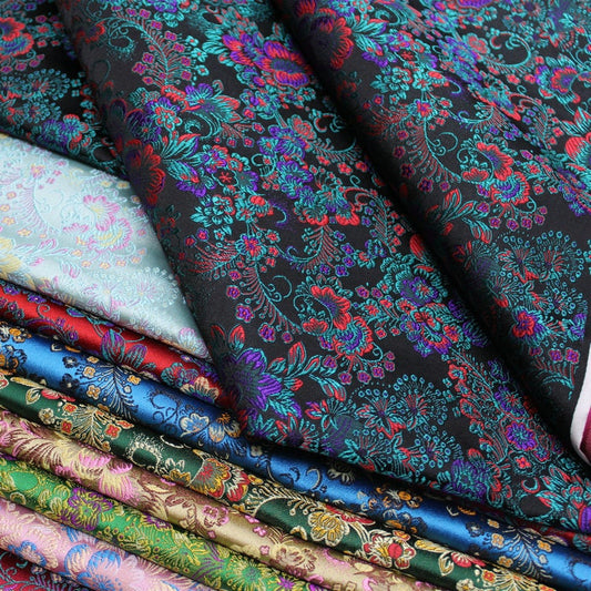 Cherry Blossom Jacquard Brocade Fabric: 29.5" Wide Silk Rayon Blend