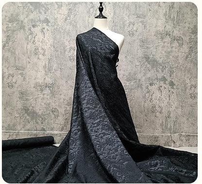 Black 3D Textured Abstract Embossed Brocade Fabric, 58"Wide
