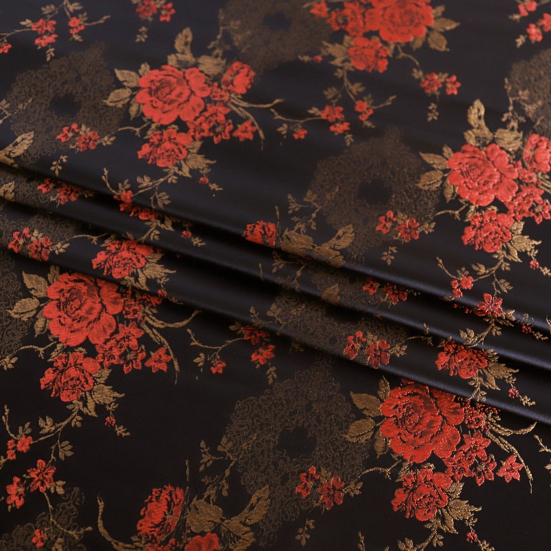 Floral Damask Rayon Brocade Fabric: Chinese Style Upholstery, Costume, Decor