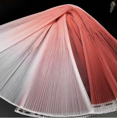 Gradient Pleated Organza Fabric: Stiff Texture, 63" Wide