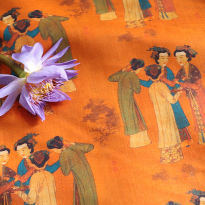 Tang Yin Court Ladies Linen Fabric: Ming Dynasty Sewing & Upholstery