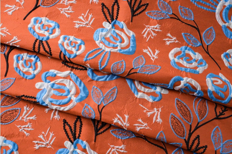 Jacquard Upholstery Fabric: 3D Texture Floral Decor, Costume Sewing (55" W)