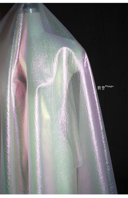 Pleated Pearl Illusion Mesh Fabric, Gradient Polyester, 57" Wide