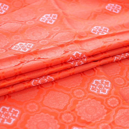 Red & Blue Floral Brocade Fabric: 29.5"W Rayon Cheongsam Material