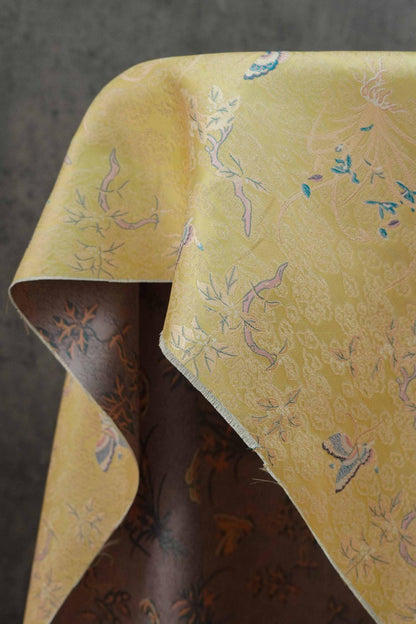 Song Brocade Fabric: Gold Butterfly Jacquard, Cheongsam Sewing Material