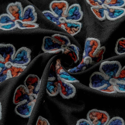 Plush Flower Knit Fabric: Contrasting Color Polyester Upholstery, 55"W