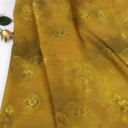 Chinese Geometric Baoxiang Pattern Shimmer Brocade Fabric ��� Shiny Floral Material for Cheongsam & D