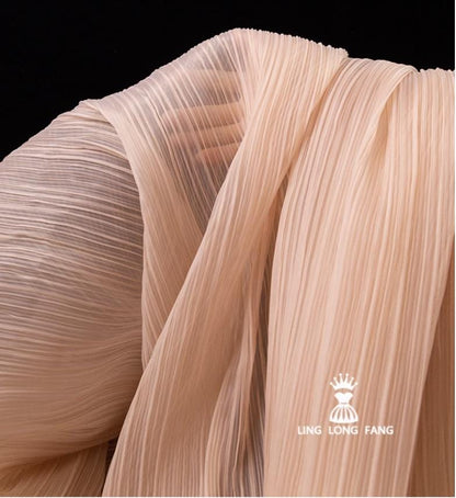 Matte Pleated Organza Fabric: 55" Wide Textured Polyester