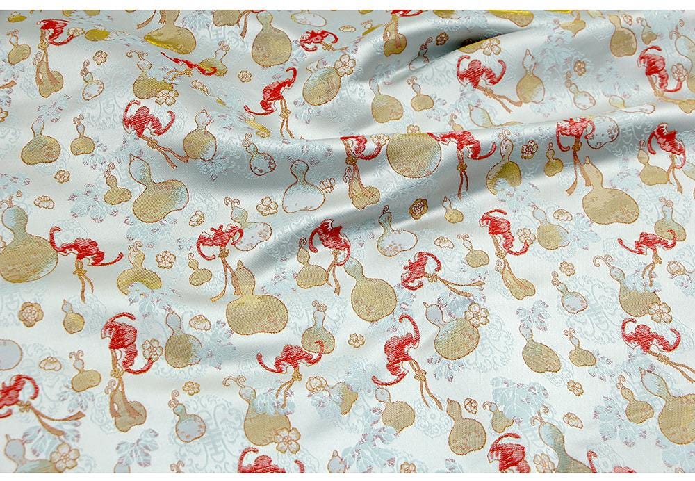 Gourd Brocade Fabric: Red Fortune Design, Cheongsam, Costume, Decor - 59"W