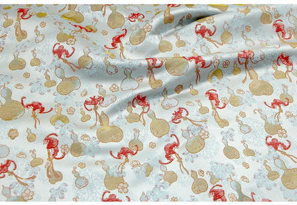 Gourd Brocade Fabric: Red Fortune Design, Cheongsam, Costume, Decor - 59"W