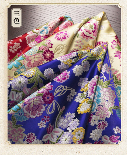 Tissu brocart de soie japonais Nishijin : Jacquard Hortensia (largeur 29,5")