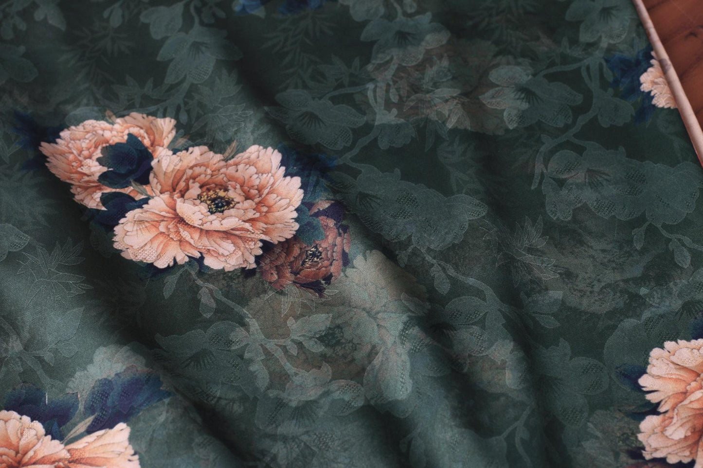 Floral Butterfly Print Fabric: Gambiered Canton Gauze Tea Silk