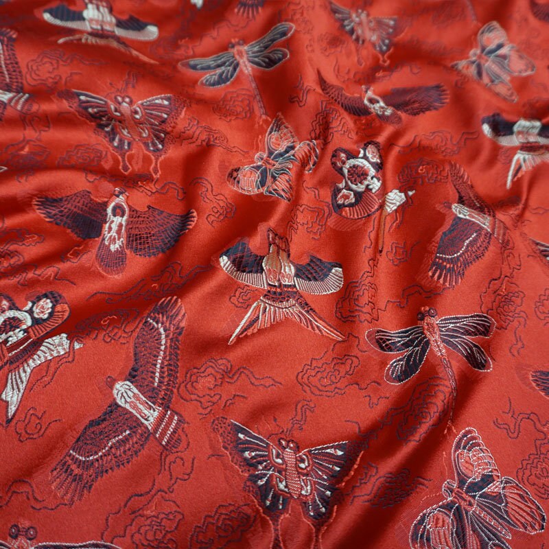 Kite Brocade Fabric: Silk Rayon Blend, Wedding Dress Material (29.5"W)