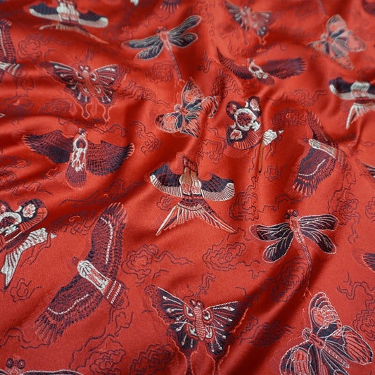 Tissu brocart à motif cerf-volant : mélange de soie et de rayonne, tissu pour robe de mariée (29,5 pouces de largeur)