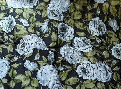 Dahlia Floral Jacquard Fabric: 3D Wrinkle Texture, 56" Wide