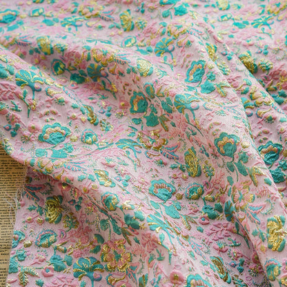 Gold Thread Floral Jacquard Fabric: 56" Wide, Upholstery & Costume