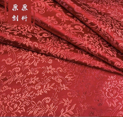 Floral Brocade Fabric: Dark Rayon Upholstery, Costume, Decor