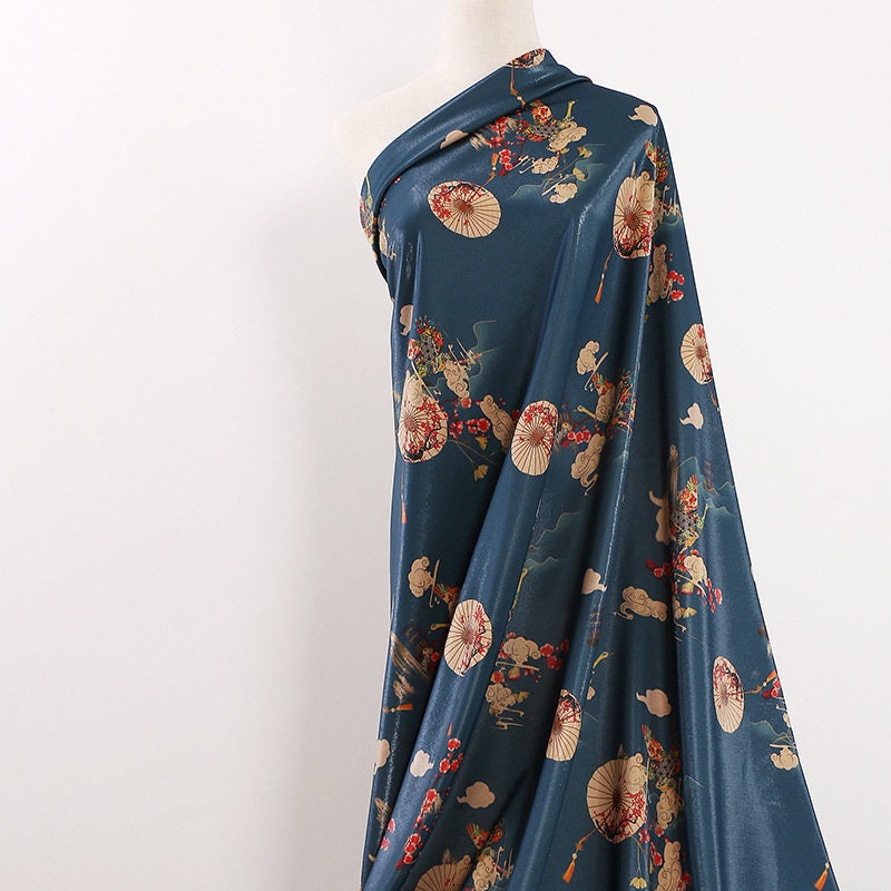 Tissu imprimé en soie, lin et rayonne : 157 cm de large, matériau de couture pour ameublement