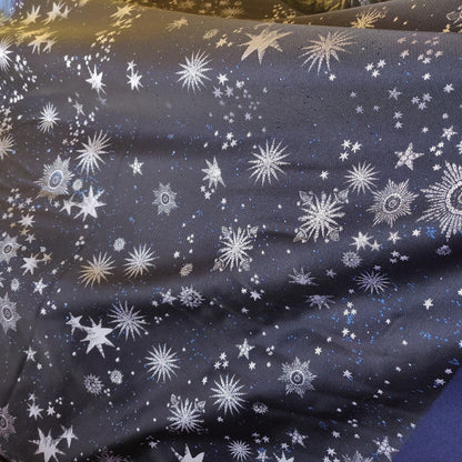 Galaxy Jacquard Fabric: Dark Blue Universe Cotton Blend, 59" Wide