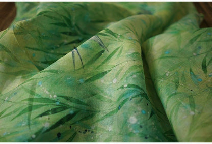 Floral Ramie Fabric: Kingfisher Green, Lightweight Sewing Material, 55" Wide