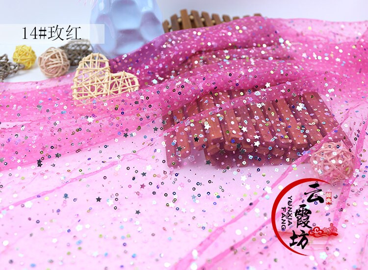 Tissu en tulle à paillettes : motif Bronzing Foli, 150 cm de large, pour cosplay DIY