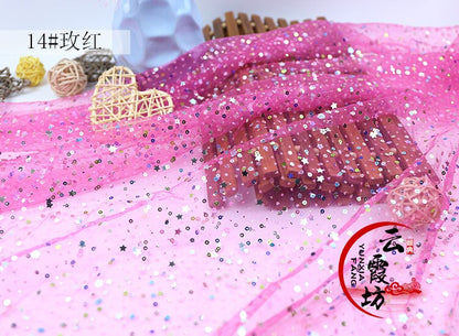 Tissu en tulle à paillettes : motif Bronzing Foli, 150 cm de large, pour cosplay DIY