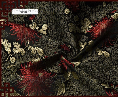 Chrysanthemum Silk Brocade Fabric: Colorful Cheongsam Qipao Sewing Material