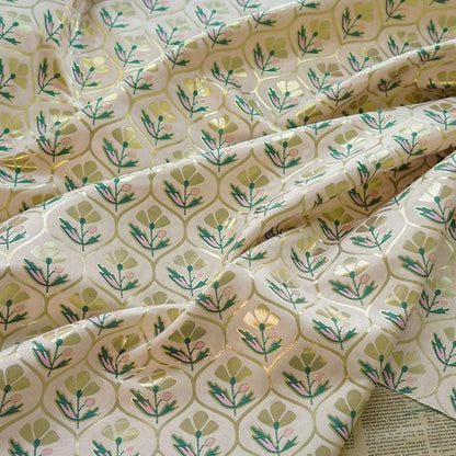 Gold Floral Jacquard Fabric: Embossed Flower Pattern, 60" Wide