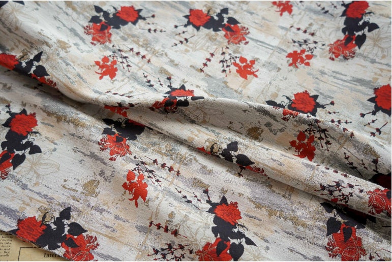 Floral 3D Jacquard Fabric: Bright Upholstery, Costume, Decor - 59" Wide