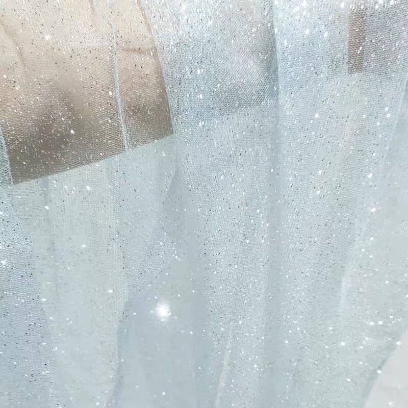 Glitter Voile Fabric: Silver-Sprayed Mesh, Romantic Wedding Veil, 59"W