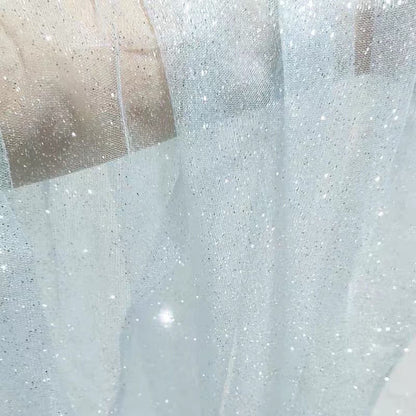 Glitter Voile Fabric: Silver-Sprayed Mesh, Romantic Wedding Veil, 59"W