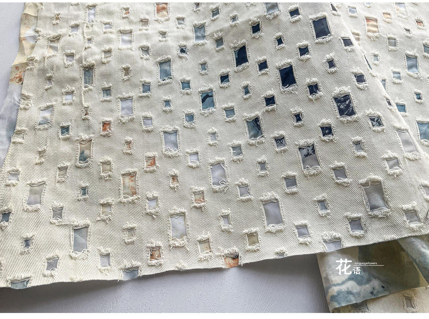 Jacquard Weave Denim Fabric: 3D Cotton for Sewing, Quilting, Upholstery, 57"Wide