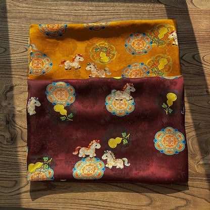 Horse Jacquard Rayon Fabric ��� Fortune & Prosperity Xiangyun Pri"W