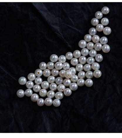 4���4.5mm Natural Round Freshwater Pearls ��� Half-Drilled Loose Beads for DIY Je
