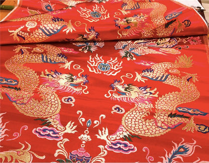 Dragon and Phoenix Brocade Fabric: Auspicious Wedding Robe Material