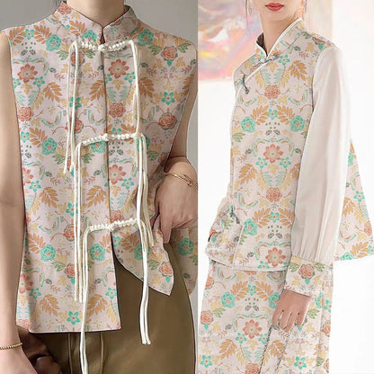 Floral Silk Brocade Fabric: 55" Wide Sewing Material