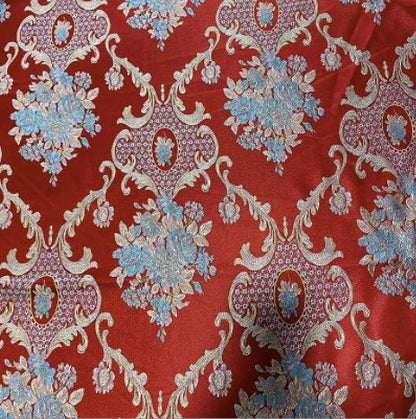 Gold Jacquard Fabric: Embossed 3D Floral Brocade, 55" Wide By The Meter