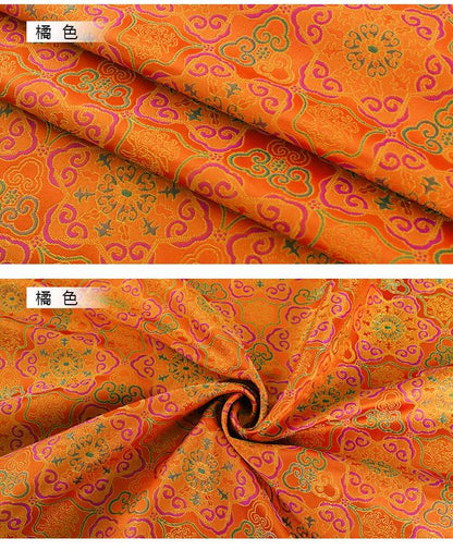 Orange Dunhuang Brocade Fabric: 59"W Tibetan Robe Material