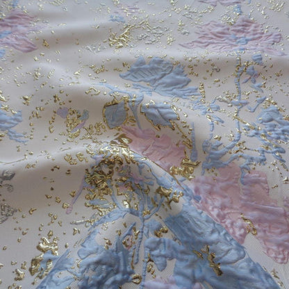Gold Thread Jacquard Fabric: Palace Style 3D Texture, 56" Wide